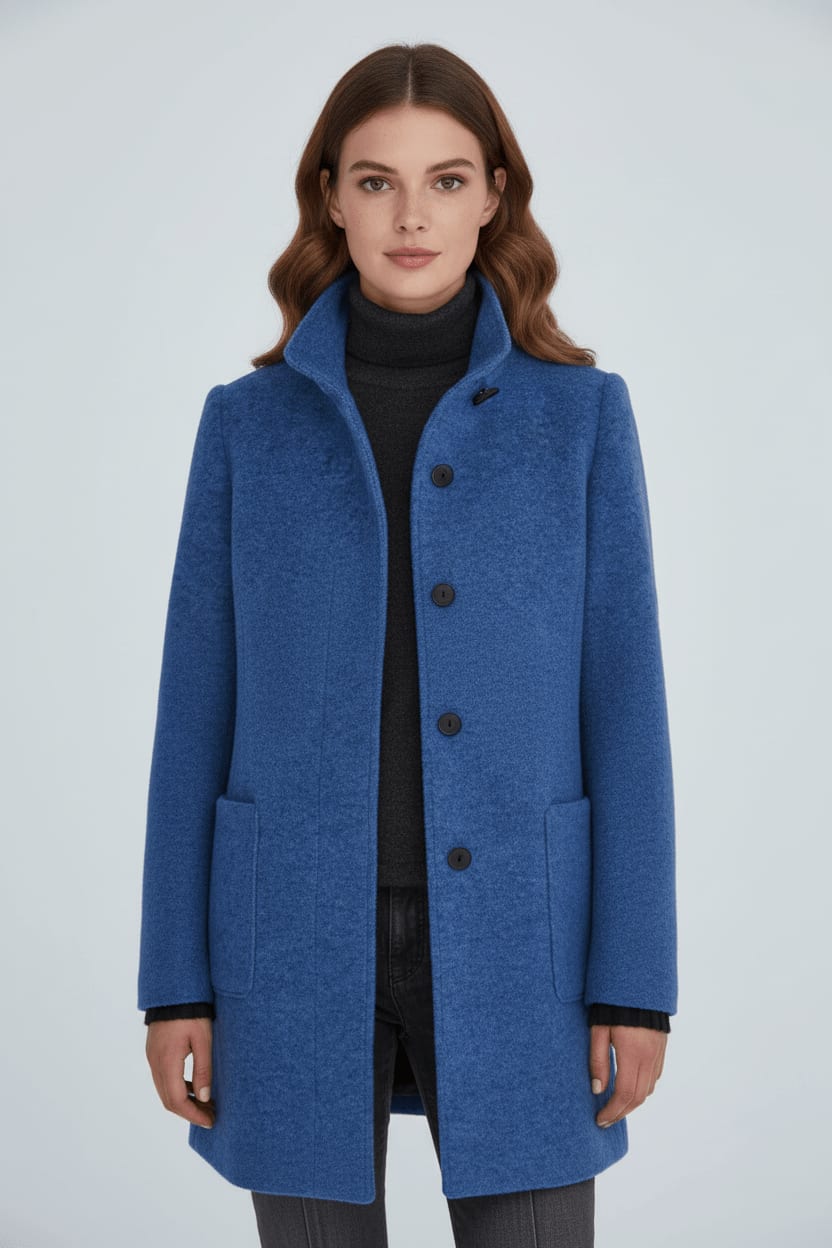 Women's Wool Blend Stand Collar Overcoat | Dorinda_3
