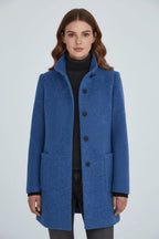 Women's Wool Blend Stand Collar Overcoat | Dorinda_3