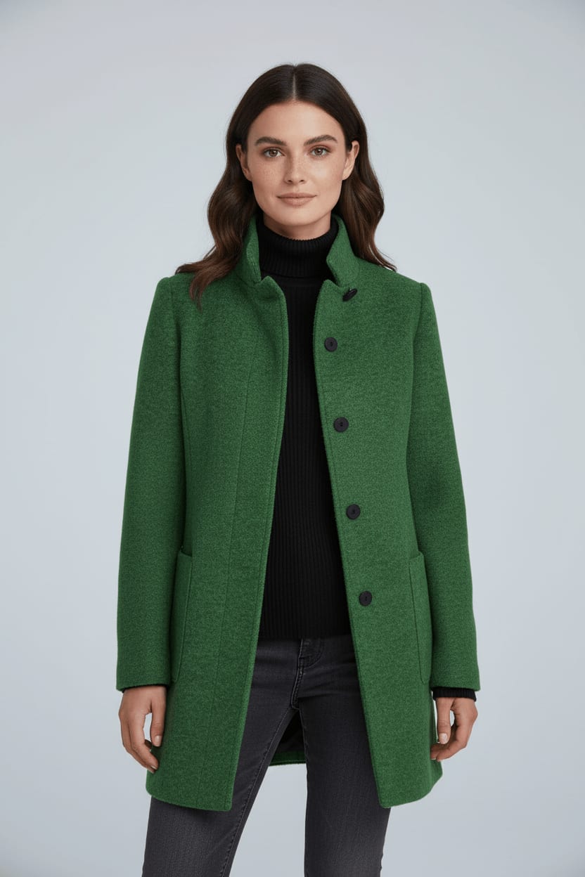 Women's Wool Blend Stand Collar Overcoat | Dorinda_4