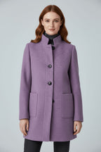 Women's Wool Blend Stand Collar Overcoat | Dorinda_5