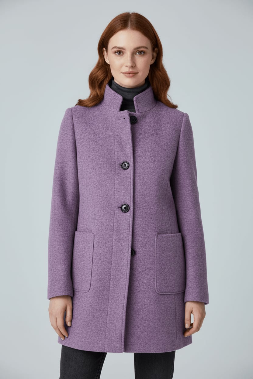 Women's Wool Blend Stand Collar Overcoat | Dorinda_5