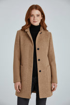 Women's Wool Blend Stand Collar Overcoat | Dorinda_7