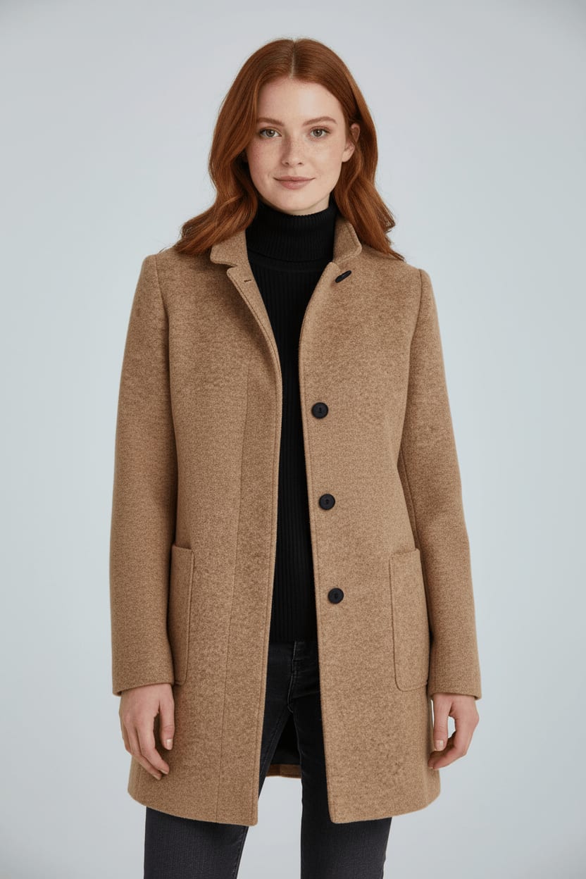 Women's Wool Blend Stand Collar Overcoat | Dorinda_7