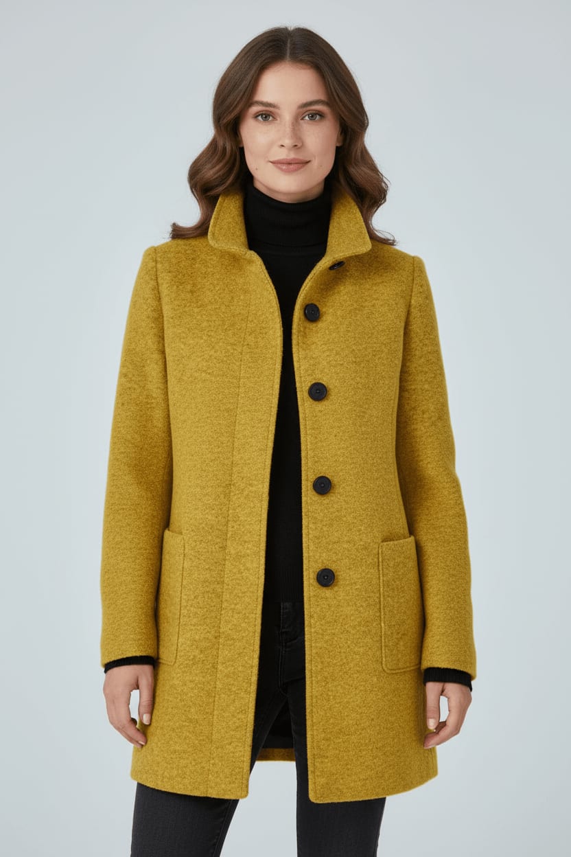 Women's Wool Blend Stand Collar Overcoat | Dorinda_9