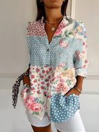 Women's Floral Print Button Front Shirt | Eglantine_3