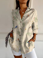 Women's Floral Print Button Front Shirt | Eglantine_5