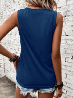 Women's V Neck Ribbed Trim Tank Top | Mabella_4