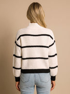 Women's Striped Rib Knit Mock Neck Sweater | Chalfont_2