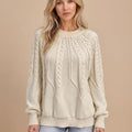 Women's Cable Knit Balloon Sleeve Sweater | Kirkbride_1