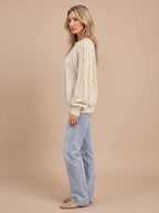 Women's Cable Knit Balloon Sleeve Sweater | Kirkbride_2