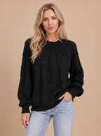 Women's Cable Knit Balloon Sleeve Sweater | Kirkbride_7
