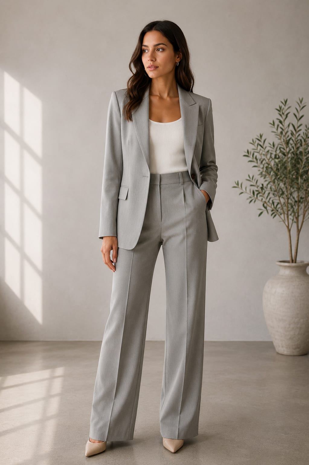 Women's Tailored Wide Leg Pant Suit | Kingsmere_3