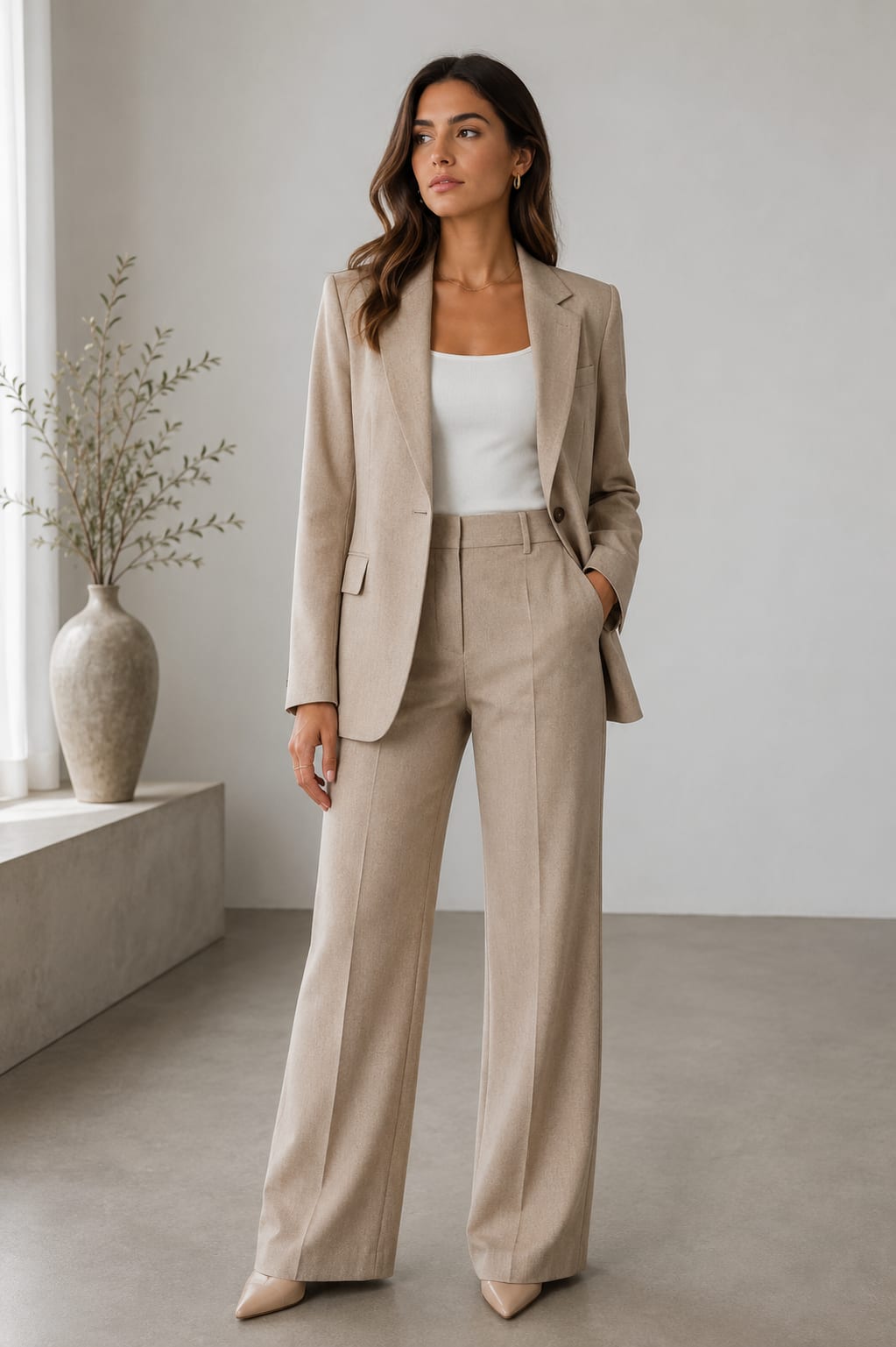 Women's Tailored Wide Leg Pant Suit | Kingsmere_4
