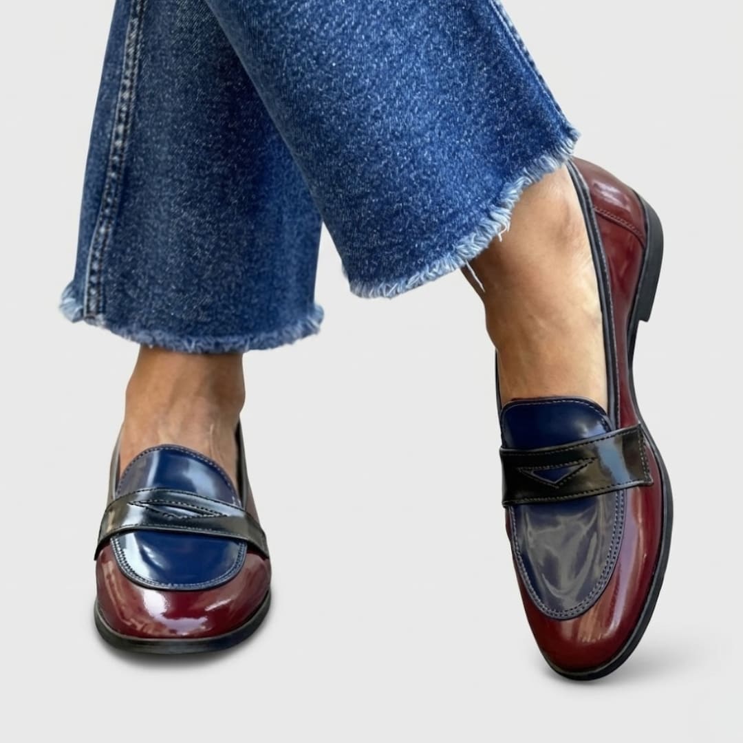 Women's Colorblock Slip On Penny Loafers | Marchwood_2
