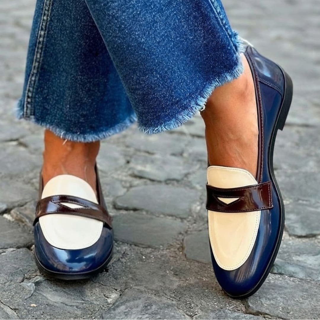 Women's Colorblock Slip On Penny Loafers | Marchwood_3