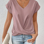 Women's V-Neck Twist Front Blouse | Leonie_1
