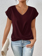 Women's V-Neck Twist Front Blouse | Leonie_3