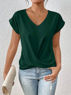Women's V-Neck Twist Front Blouse | Leonie_5