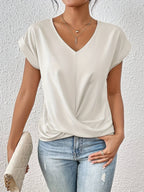 Women's V-Neck Twist Front Blouse | Leonie_7