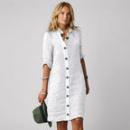 Women's Linen Button Front Shirt Dress | Cordelia_4