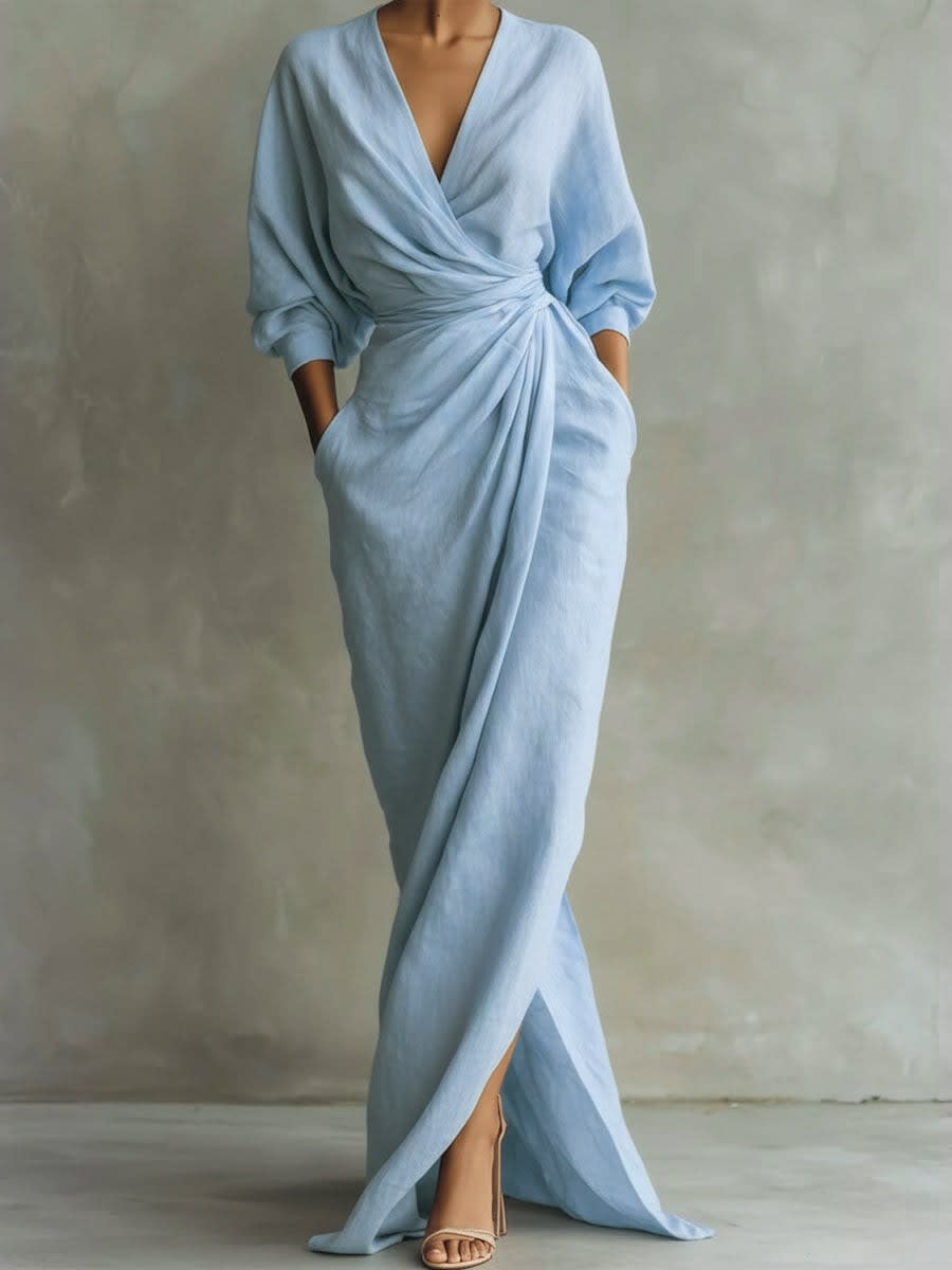 Women's Linen Wrap Maxi Dress | Thornbury_6
