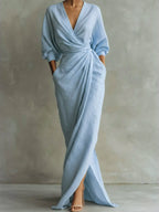 Women's Linen Wrap Maxi Dress | Thornbury_6