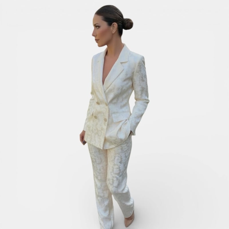 Women's Double Breasted Wide Leg Pant Suit | Damaris_1