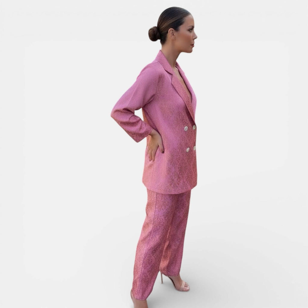 Women's Double Breasted Wide Leg Pant Suit | Damaris_10