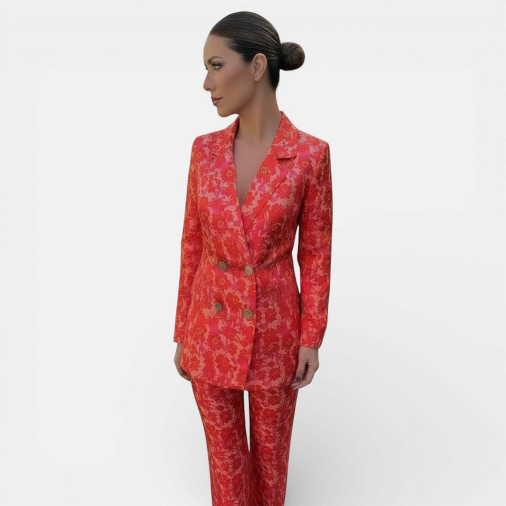Women's Double Breasted Wide Leg Pant Suit | Damaris_13