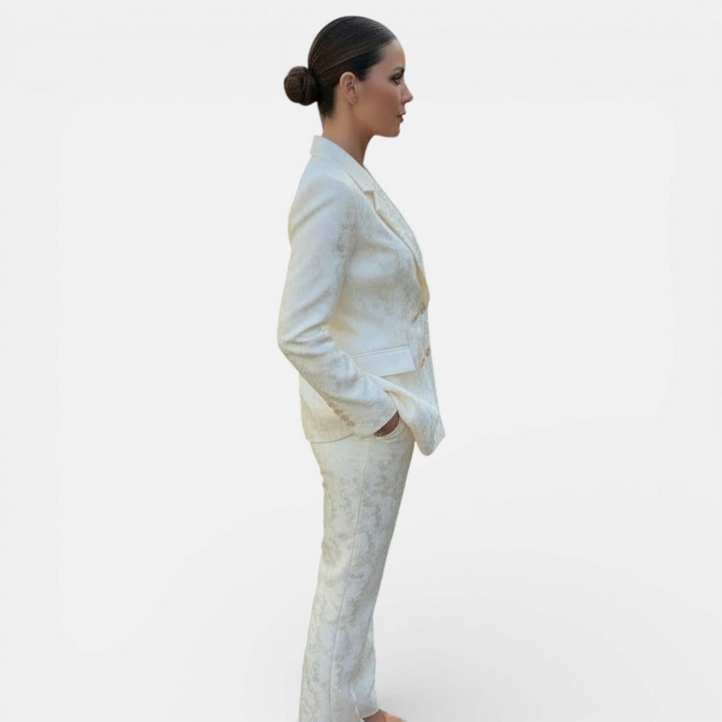Women's Double Breasted Wide Leg Pant Suit | Damaris_2