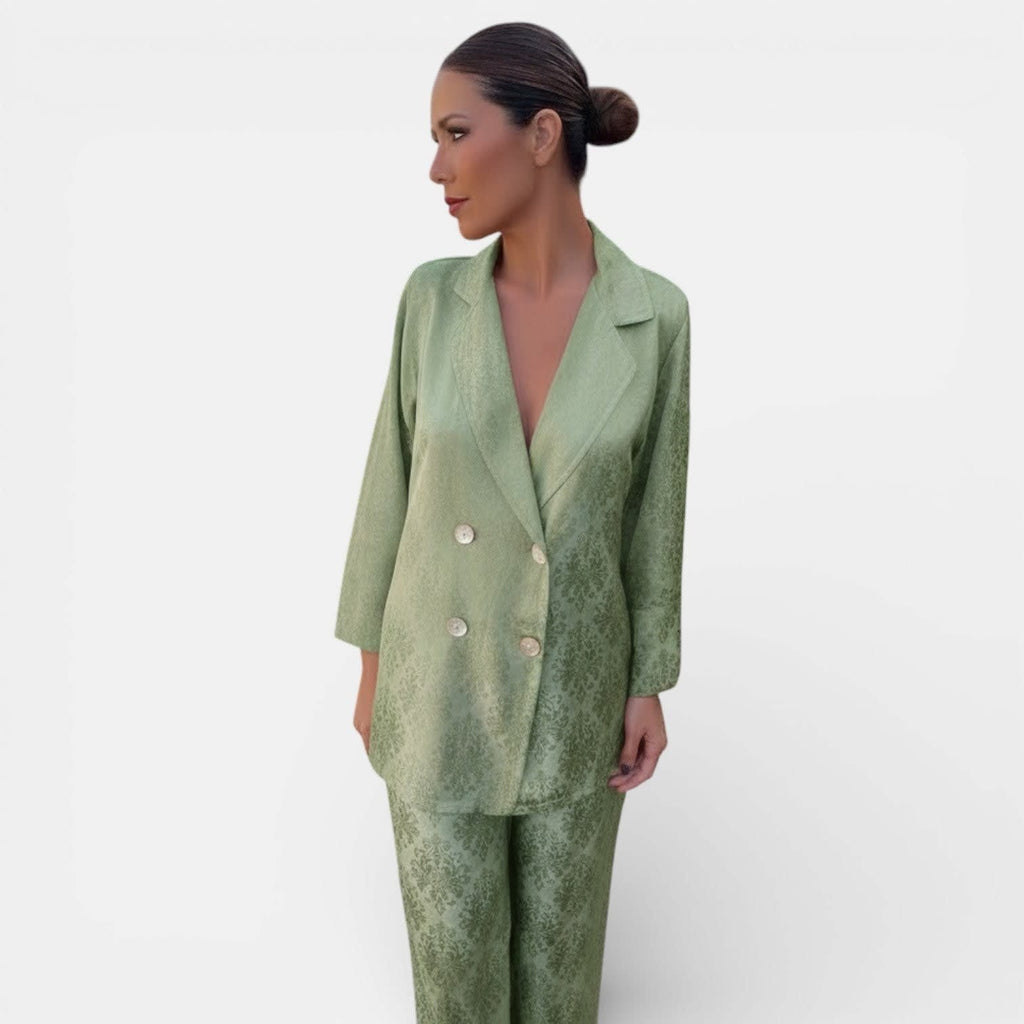 Women's Double Breasted Wide Leg Pant Suit | Damaris_5