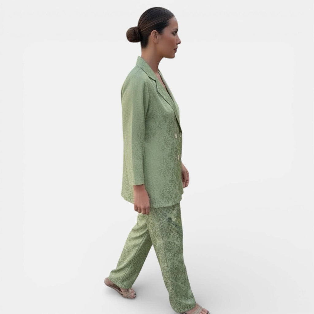 Women's Double Breasted Wide Leg Pant Suit | Damaris_6