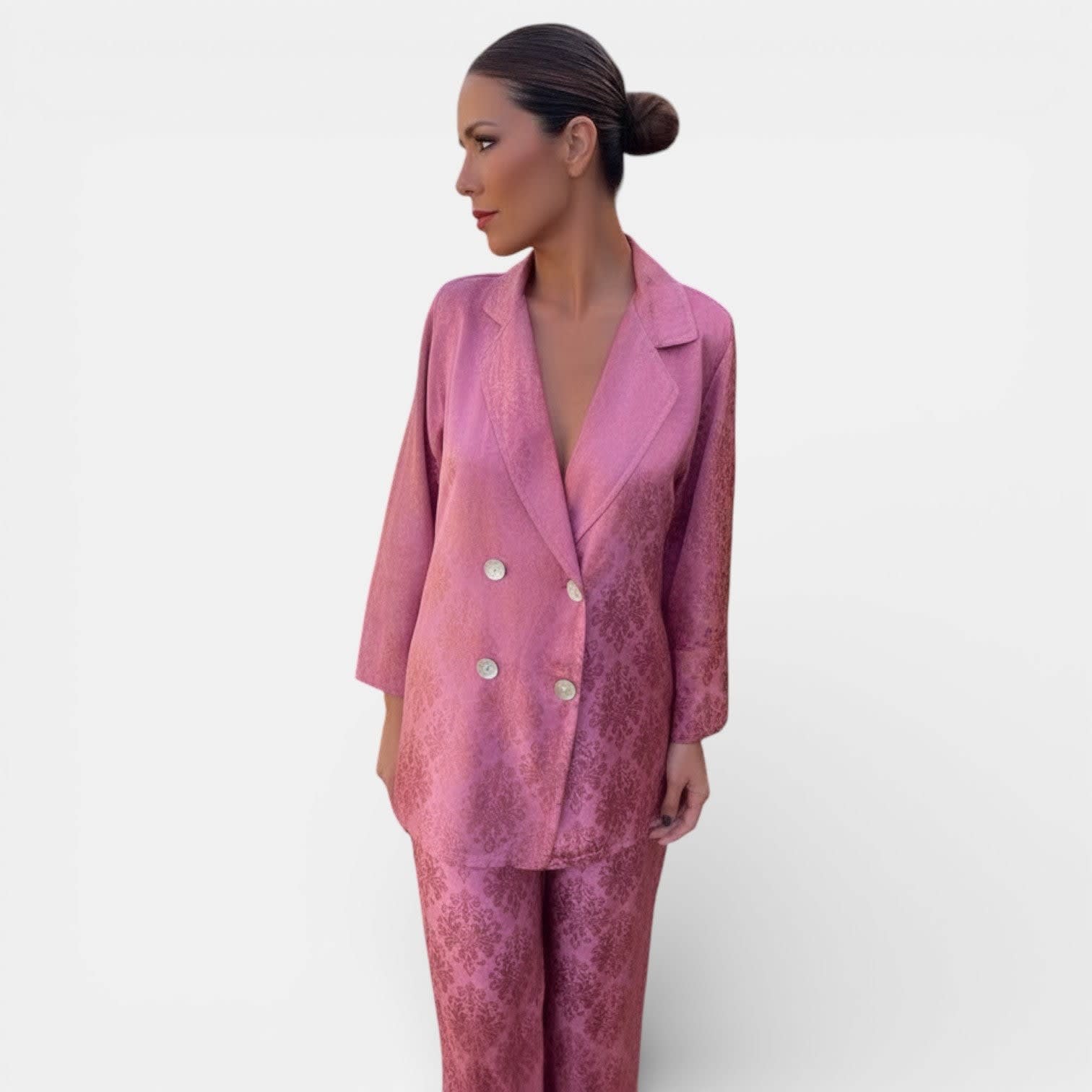 Women's Double Breasted Wide Leg Pant Suit | Damaris_9