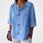 Women's Cotton Linen Button Front Blouse | Kesteven_1