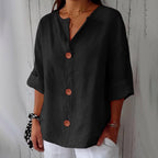 Women's Cotton Linen Button Front Blouse | Kesteven_12