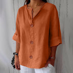 Women's Cotton Linen Button Front Blouse | Kesteven_8