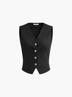 Women's Linen Blend Vest and Wide Leg Pants Set | Rosalind_10