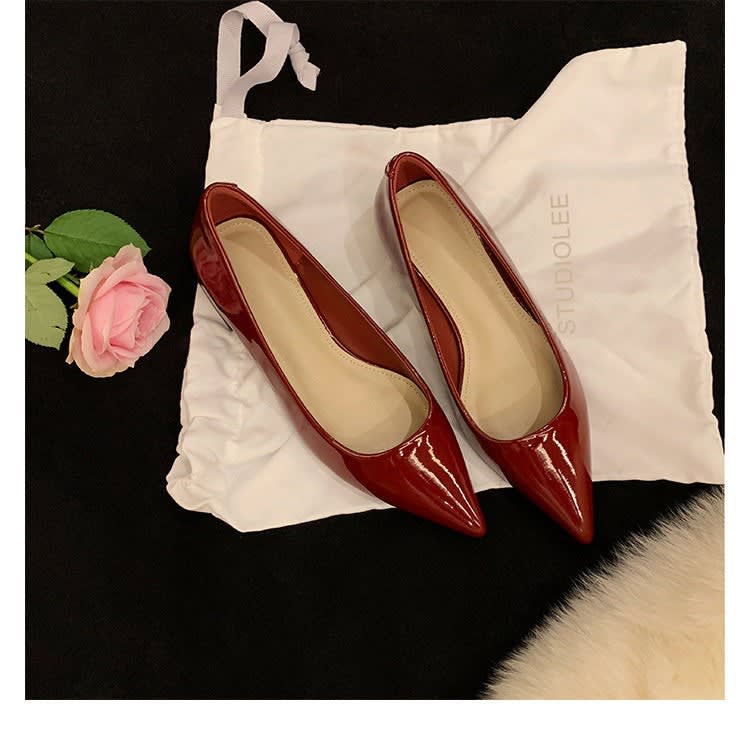 Women's Pointed Toe Leather Pumps | Letitia_8