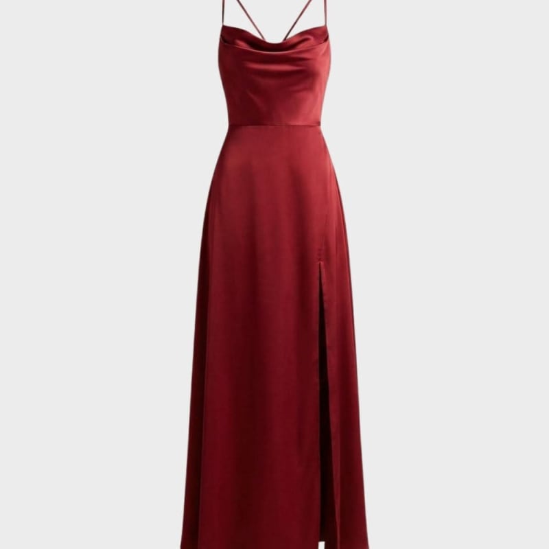 Women's Satin Cowl Neck Maxi Dress | Hollowell_1