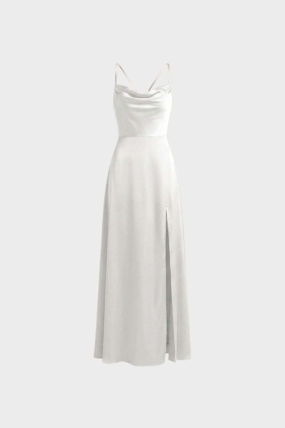 Women's Satin Cowl Neck Maxi Dress | Hollowell_10