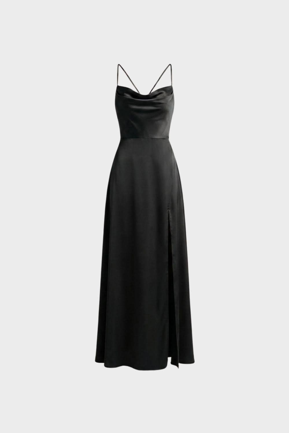 Women's Satin Cowl Neck Maxi Dress | Hollowell_11
