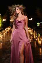 Women's Satin Cowl Neck Maxi Dress | Hollowell_15
