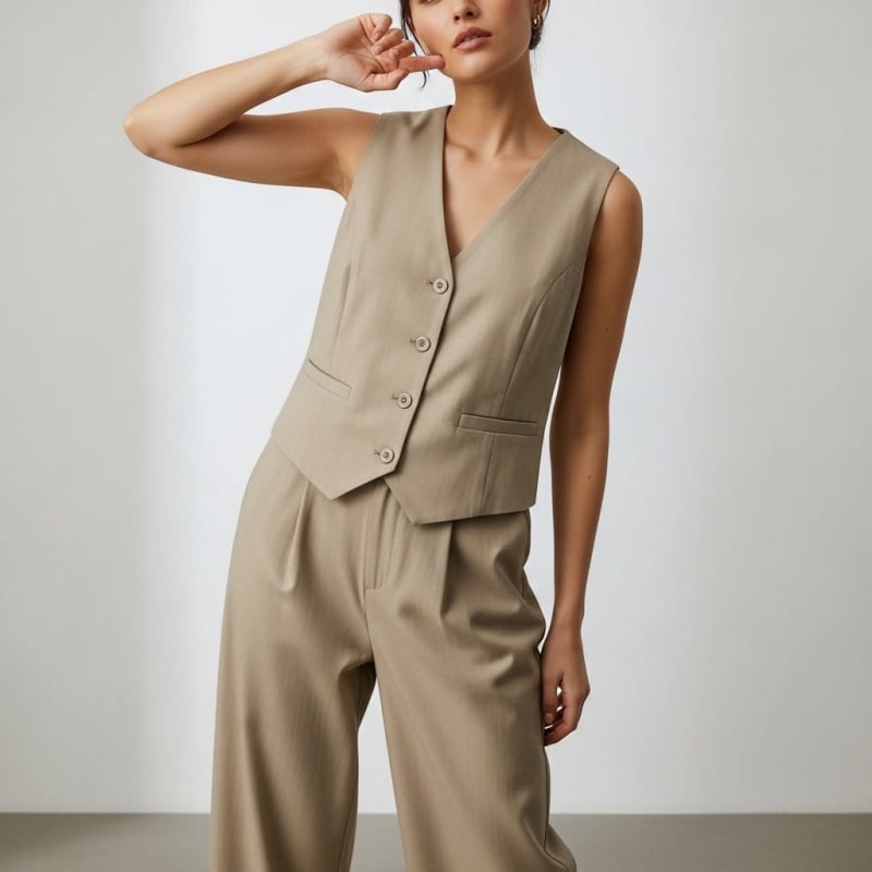 Women's Button Front Tailored Vest | Culverden_1