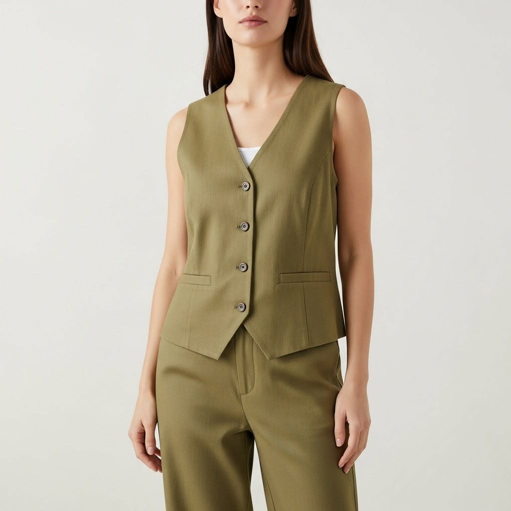 Women's Button Front Tailored Vest | Culverden_2