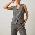 Women's Button Front Tailored Vest | Culverden_3