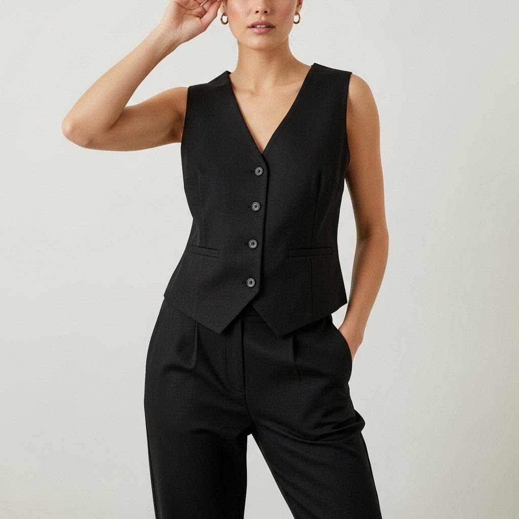 Women's Button Front Tailored Vest | Culverden_4