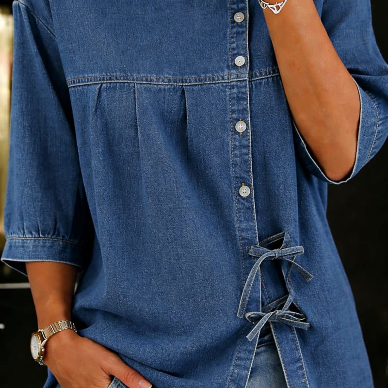 Women's Loose Fit Denim Blouse | Lambourne_1