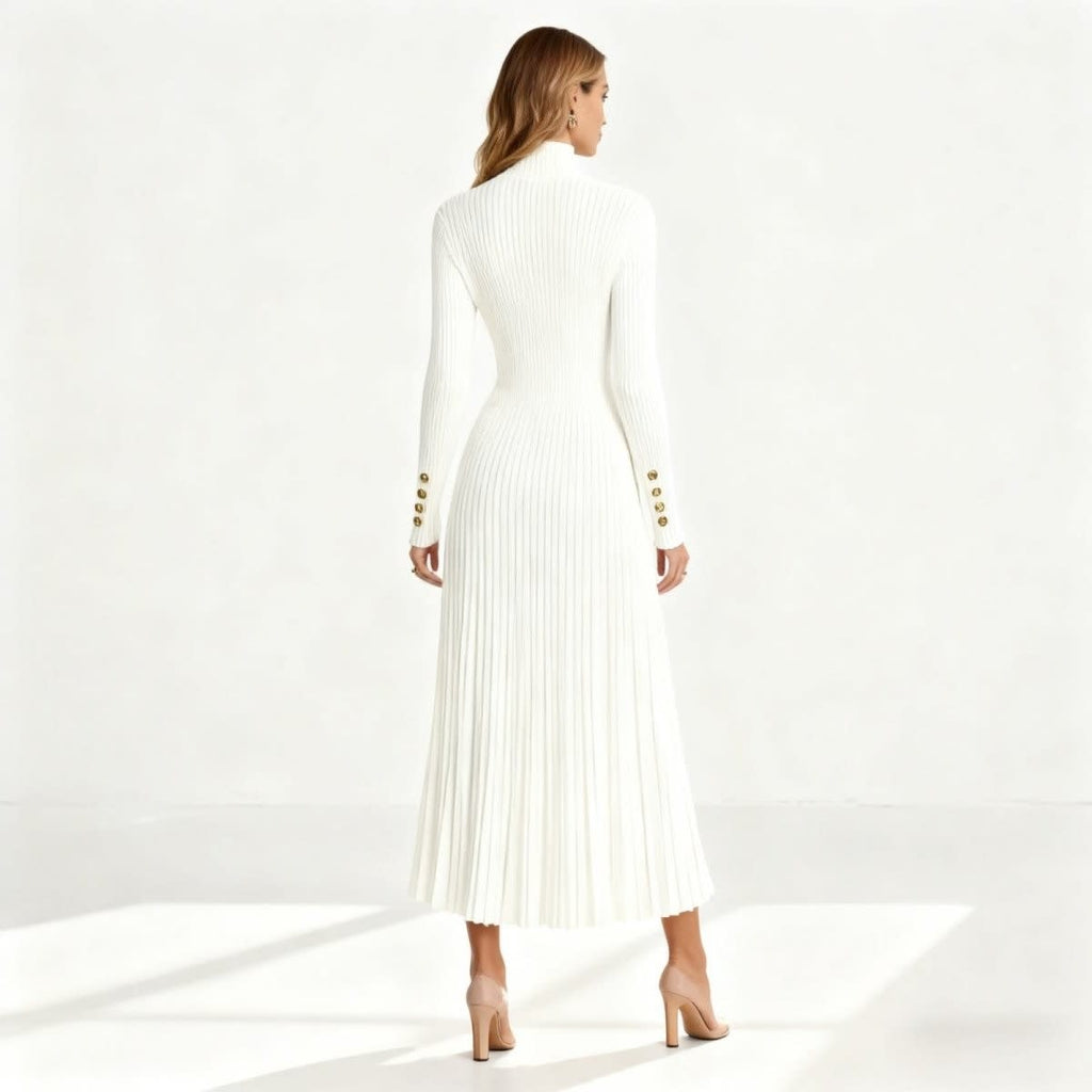 Women's Pleated Turtleneck Midi Dress | Berenice_13