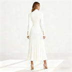 Women's Pleated Turtleneck Midi Dress | Berenice_13