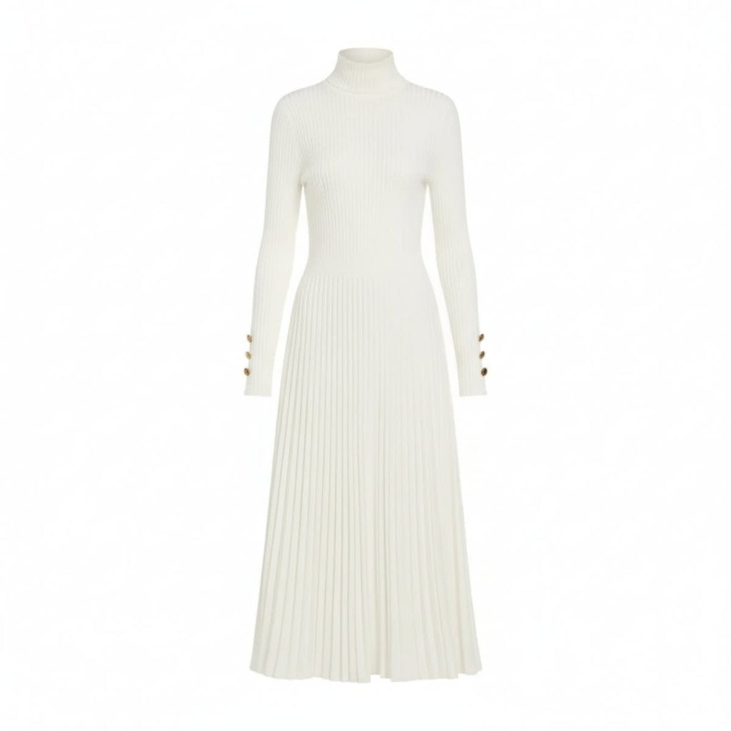 Women's Pleated Turtleneck Midi Dress | Berenice_14